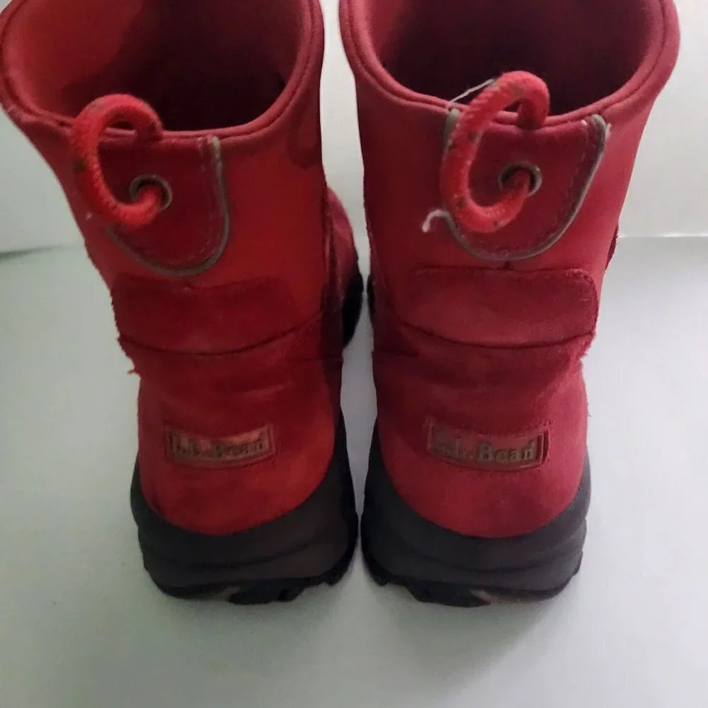 L.L. Bean Red Suede Thinsulate Pull On Winter Boots Size 8